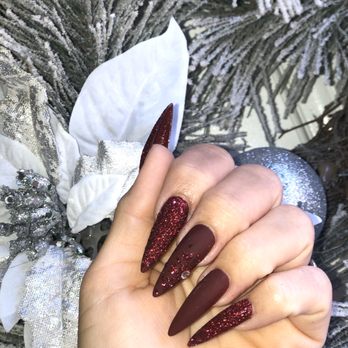 Tips & Toes - Gel-X, Stiletto-Long with matte polish & raw glitter - Nail Salons Near Me - Westminster, California Tips & Toes - Gel-X, Stiletto-Long with matte polish & raw glitter - Nail Salons Near Me - Westminster, California