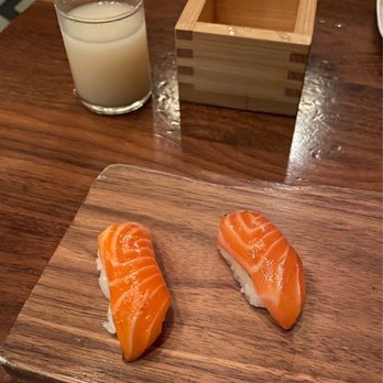 Uchi Dallas - Salmon and unfiltered sake - Japanese Near Me - Dallas, Texas