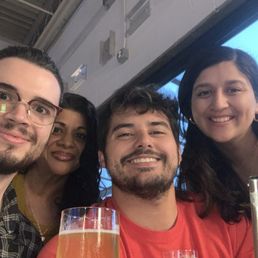 The crew loving the beer