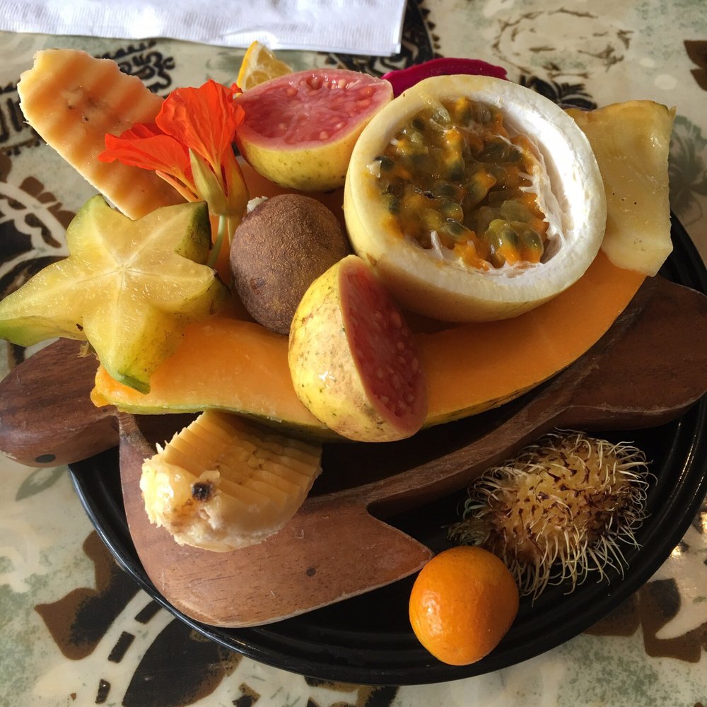 Pele's Kitchen - Exotic fruit plate. Much is home grown by the chef! - Breakfast & Brunch Near Me - Pahoa, Hawaii Pele's Kitchen - Exotic fruit plate. Much is home grown by the chef! - Breakfast & Brunch Near Me - Pahoa, Hawaii