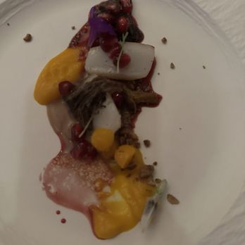 Chez TJ - Hokkaido Scallop, Longer Table Farm Honeynut Squash, Pomegranate - French Near Me - Mountain View, California
