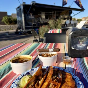 Lost Burro Tacos and Stuff - Quesabirria with side of beans - Food Trucks Near Me - Glendale, Arizona