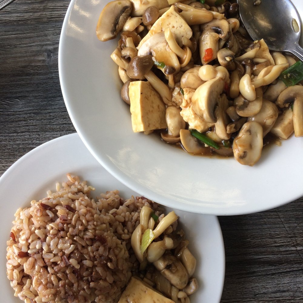 My Vegan - spicy wild mushroom plate with brown rice - Thai Near Me - Pasadena, California My Vegan - spicy wild mushroom plate with brown rice - Thai Near Me - Pasadena, California