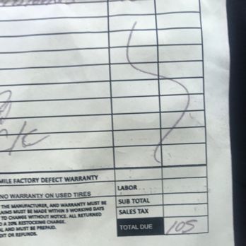 Pacific Tire - Last service receipt - Tires Near Me - Lawndale, California Pacific Tire - Last service receipt - Tires Near Me - Lawndale, California