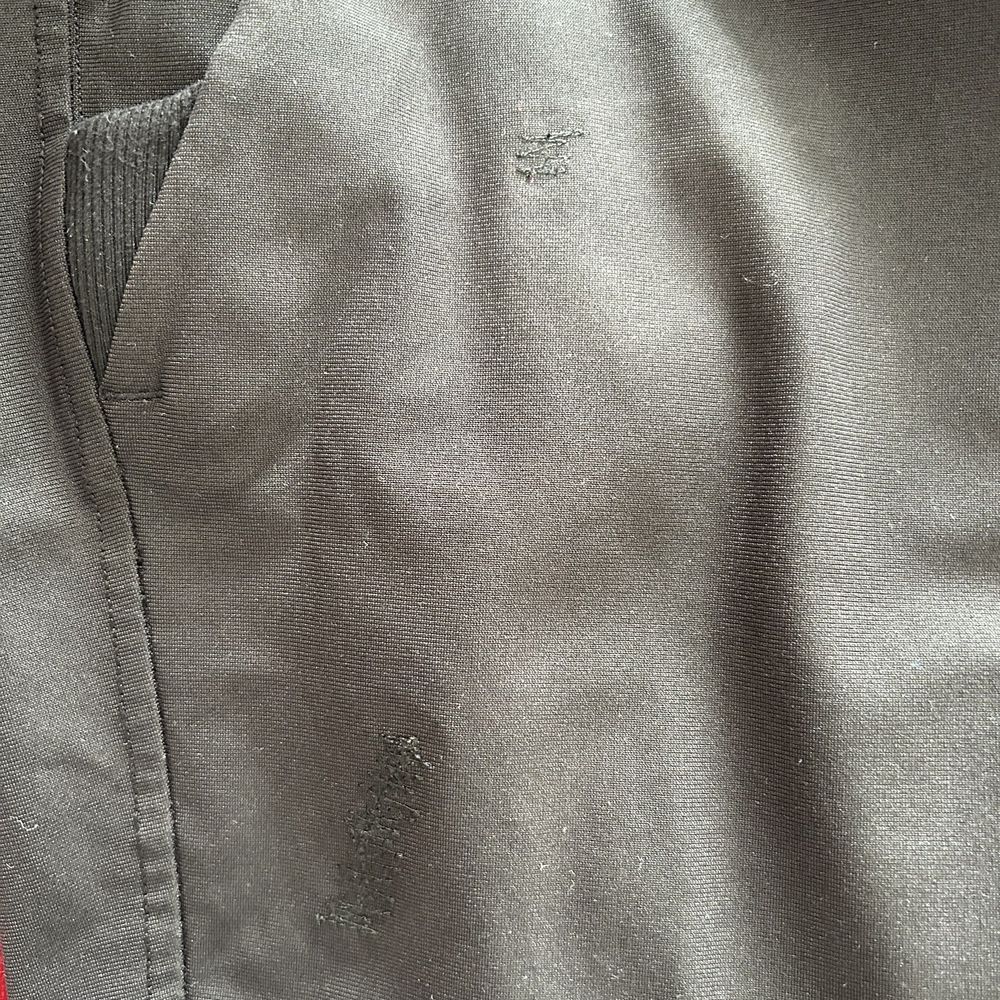 The lighting is deceptive, as these Lululemons are black, but you can hardly notice the repair areas. I'm very pleased. The lighting is deceptive, as these Lululemons are black, but you can hardly notice the repair areas. I'm very pleased.