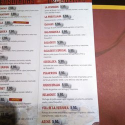 La Comarca Matarraña - Carta ensaladas y bocadillos