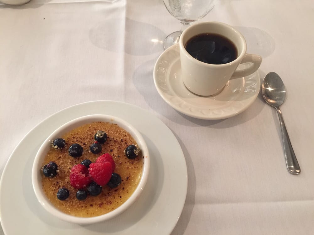 Photo of Edgewater Beach Cafe - Chicago, IL, United States. Crème brûlée, very good, and coffee; I would have preferred an espresso, but it was OK.