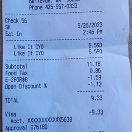 Overcharged receipt Overcharged receipt