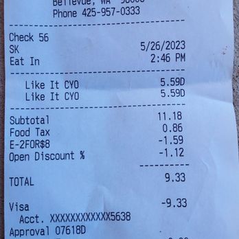 Cold Stone Creamery - Overcharged receipt - Ice Cream & Frozen Yogurt Near Me - Bellevue, Washington Cold Stone Creamery - Overcharged receipt - Ice Cream & Frozen Yogurt Near Me - Bellevue, Washington