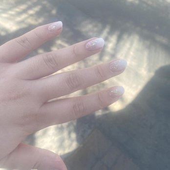 Nails by Miyako - French ombre manicure with glitter - Nail Salons Near Me - Torrance, California Nails by Miyako - French ombre manicure with glitter - Nail Salons Near Me - Torrance, California