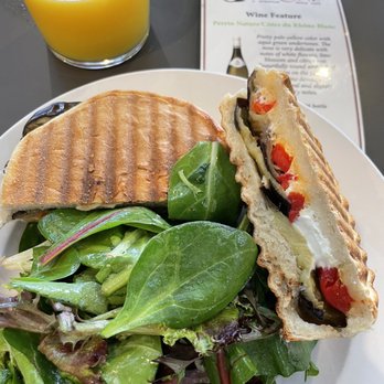 Tartine - Grilled Eggplant Panini Sandwich. Fruit instead of salad is a $2 upgrade. - Desserts Near Me - Coronado, California