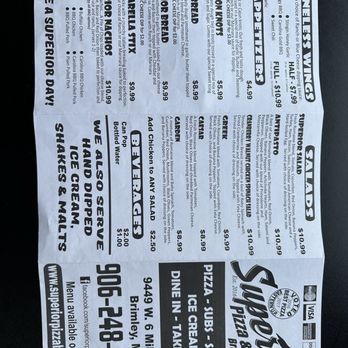 Superior Pizza and Subs - Menu - Pizza Near Me - Brimley, Michigan