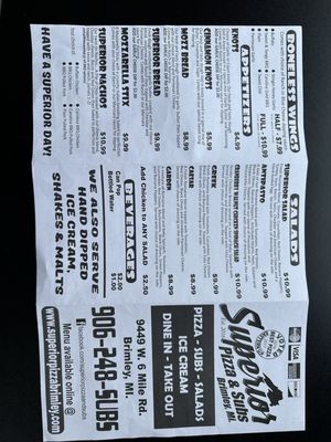 Menu photo 1 Superior Pizza and Subs Brimley, MI Menu photo 1 Superior Pizza and Subs Brimley, MI