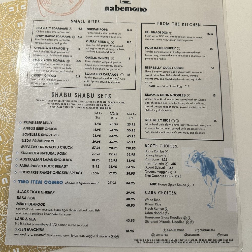 Nabemono Shabu Shabu - Menu side 1 - Japanese Near Me - Alhambra, California Nabemono Shabu Shabu - Menu side 1 - Japanese Near Me - Alhambra, California