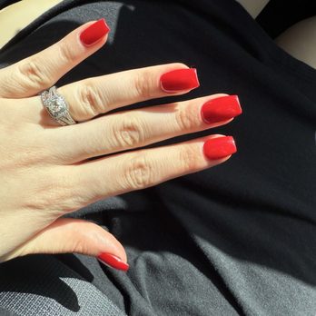 Lana's Nails & Spa - DND Boston University red dip powder - Nail Salons Near Me - Phoenix, Arizona