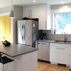 Lammert Design Studio - Melrose condo renovation. Previously segmented spaces were opened up in a gut renovation that enhanced the light-filled nature of the unit.