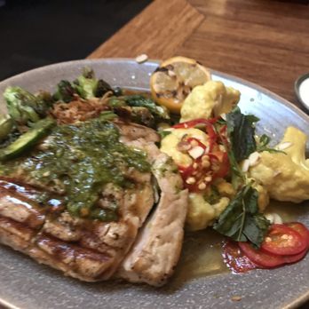 Pacific Catch - Grilled Opah with Curry Cauliflower and Char Grilled Brussel Sprouts - Seafood Near Me - San Francisco, California