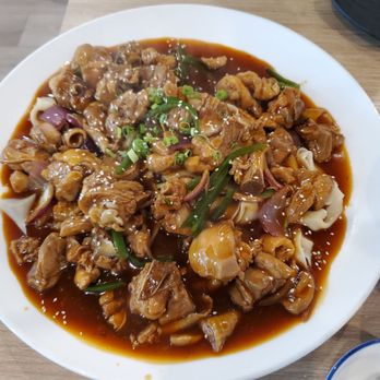 LAN Noodle - Big Plate Chicken smothered in flavorful and tasty sauce. Fun eating around the bones and I was craving white rice to go with the sauce. - Noodles Near Me - West Covina, California LAN Noodle - Big Plate Chicken smothered in flavorful and tasty sauce. Fun eating around the bones and I was craving white rice to go with the sauce. - Noodles Near Me - West Covina, California