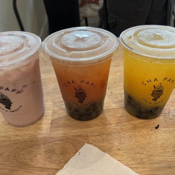 Cha Papi - Strawberry latte, mango tea with boba, passion fruit tea with boba. - Donuts Near Me - West Hartford, Connecticut Cha Papi - Strawberry latte, mango tea with boba, passion fruit tea with boba. - Donuts Near Me - West Hartford, Connecticut