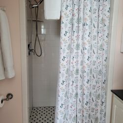 The Hill House Bed & Breakfast - The shower is much larger  than it looks!  Prettiest Shower Curtain I've ever seen!