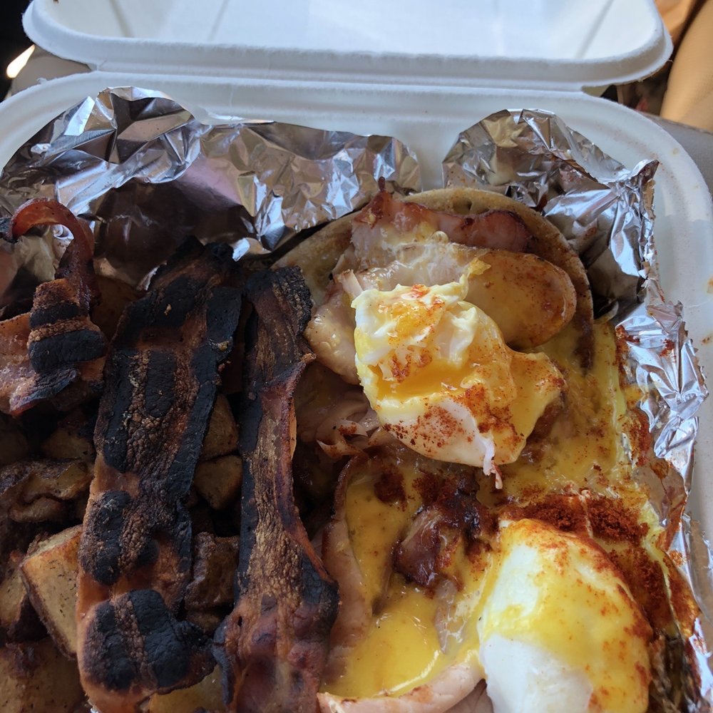 Pack River Store - Messy Eggs Benedict and burnt bacon. - Breakfast & Brunch Near Me - Sandpoint, Idaho Pack River Store - Messy Eggs Benedict and burnt bacon. - Breakfast & Brunch Near Me - Sandpoint, Idaho