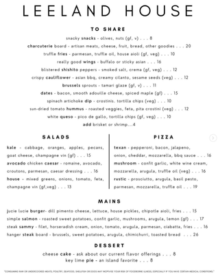 Menu photo 2 Leeland House Galveston, TX Menu photo 2 Leeland House Galveston, TX