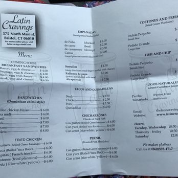 Latin Cravings - Menu - Latin American Near Me - Bristol, Connecticut