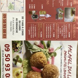 Falafel du Liban - Menu June 1 2019