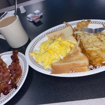 Waffle House - a breakfast of eggs, bacon and toast - American Near Me - Port Arthur, Texas