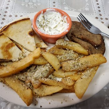 The Greek House - Gyro Platter. Very unique take on fries. - Greek Near Me - Troy, New York