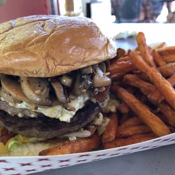 Slackers Burger Joint - Double bacon mushroom blue cheese burger. Awesome! - Burgers Near Me - Torrey, Utah Slackers Burger Joint - Double bacon mushroom blue cheese burger. Awesome! - Burgers Near Me - Torrey, Utah