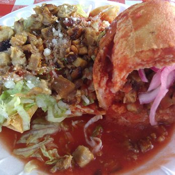 Loncheria Otro Rollo - My combo meal. Half a Torta Ahogada with 2 Potato Tacos. Tasted great especially with the spicy salsa!! - Mexican Near Me - Bakersfield, California Loncheria Otro Rollo - My combo meal. Half a Torta Ahogada with 2 Potato Tacos. Tasted great especially with the spicy salsa!! - Mexican Near Me - Bakersfield, California