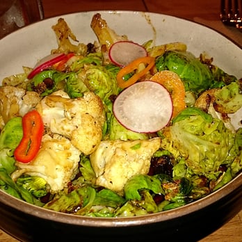 Doce Provisions - Crispy Brussels: cauliflower, miami smokers bacon, sweet soy and brussels sprouts. Delicious appetizer! - New American Near Me - Miami, Florida Doce Provisions - Crispy Brussels: cauliflower, miami smokers bacon, sweet soy and brussels sprouts. Delicious appetizer! - New American Near Me - Miami, Florida