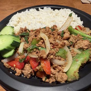HUNGRY BOY Thai Cafe' - Spicy Basil Chicken Rice Bowl - Thai Near Me - Fountain Valley, California