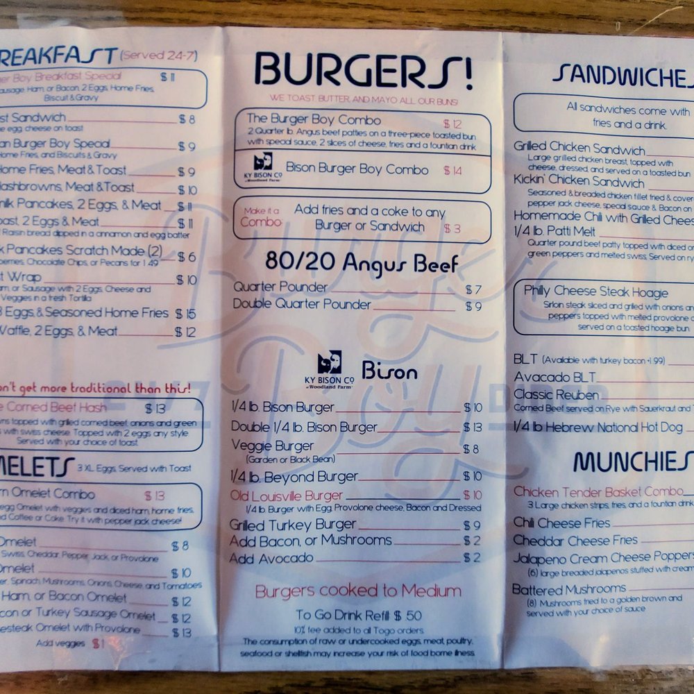 Burger Boy Diner - Menu - Diners Near Me - Louisville, Kentucky
