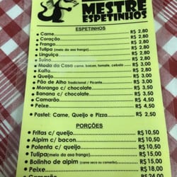 Mestre Espetinhos - Cardapio