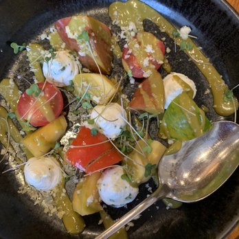 Field & Main Restaurant - Tomato & peach appetizer - Seafood Near Me - Marshall, Virginia