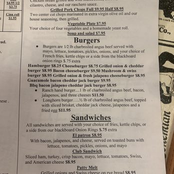 Longhorn Cafe - Menu - Cafes Near Me - Harper, Texas
