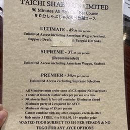 AYCE menu AYCE menu