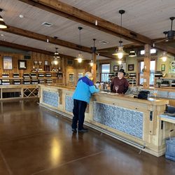 Helwig Vineyards and Winery - Inside with Lewis behind the bar! I love a slow day!!