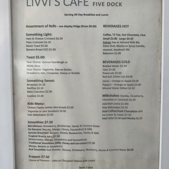 Livvi's Cafe - Menu - Coffee & Tea Near Me - Five Dock, NSW