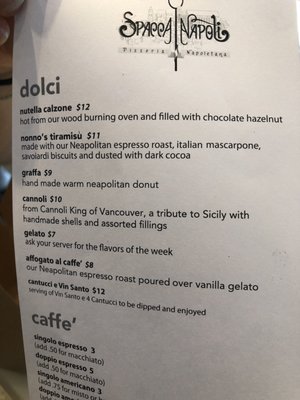 Menu photo 2 Spacca Napoli Port Moody, BC Menu photo 2 Spacca Napoli Port Moody, BC