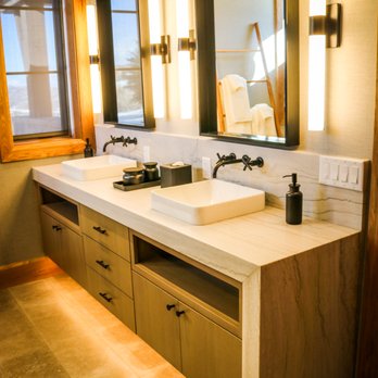 Rock Tops Surfaces - Springville - a bathroom with double sinks - Countertop Installation Near Me - Springville, Utah Rock Tops Surfaces - Springville - a bathroom with double sinks - Countertop Installation Near Me - Springville, Utah