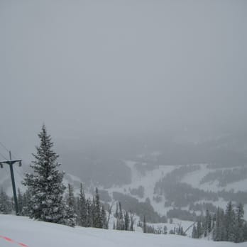 Bridger Bowl - [A little bit foggy] view from the top! (That pomma lift is ski patrol only, you have to hike alongside) - Ski Resorts Near Me - Bozeman, Montana