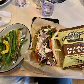 Waverly Stone - Traditional Gyro w/chips, side of green beans. - Mediterranean Near Me - Holland, Michigan