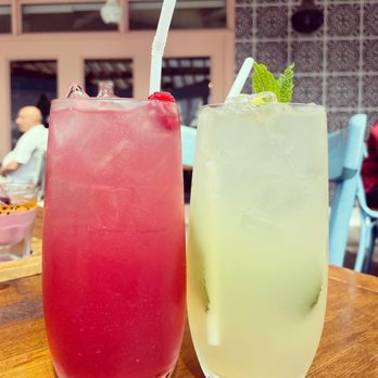 East Tea Can - Pomegranate lemonade (right)  Apple, mint and ginger lemonade (left) - Middle Eastern Near Me - Mississauga, Ontario