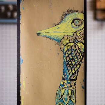 Main Street Art - "Ostrich" silkscreen by hot young artist Nat Harris - Paint & Sip Near Me - Maple Shade, New Jersey Main Street Art - "Ostrich" silkscreen by hot young artist Nat Harris - Paint & Sip Near Me - Maple Shade, New Jersey