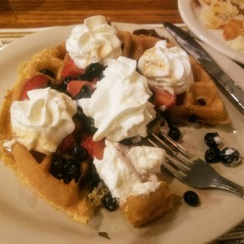 Lamp Post Diner - The "Freedom" waffle with strawberries and blueberries. You can also get banana with it - Desserts Near Me - Clementon, New Jersey Lamp Post Diner - The "Freedom" waffle with strawberries and blueberries. You can also get banana with it - Desserts Near Me - Clementon, New Jersey