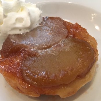 Le Baratin - Freshly baked tart tatin.  Buttery caramel soaking the flakey buttery pastry - French Near Me - Toronto, Ontario