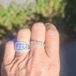 Fullerton Jewelry Mart - A 1900 European wedding  band updated with kind, engineered diamonds. North&South sautered all 3 bands together for a forever classic look.
